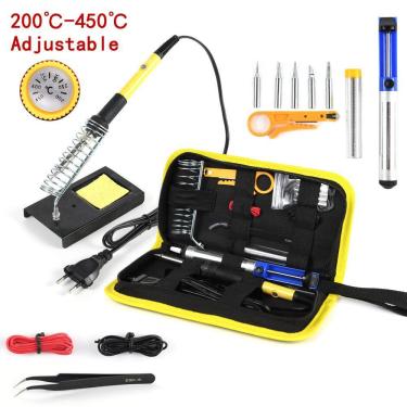 Imagem de  Kit de ferro de solda elétrica 220v 60w ajustável 17 pcs