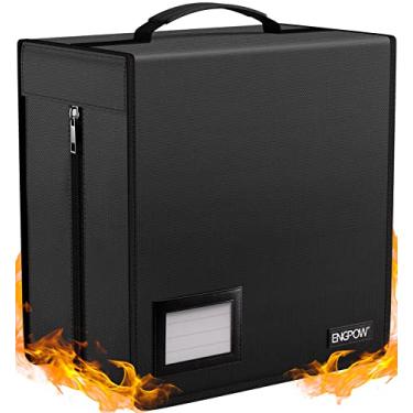 Imagem de ENGPOW Estojo de CD à prova de fogo, caixa de armazenamento de CD/DVD, fichário de CD com capacidade para 400 unidades com zíperes, organizador de carteira de mídia grande portátil, seguro para casa