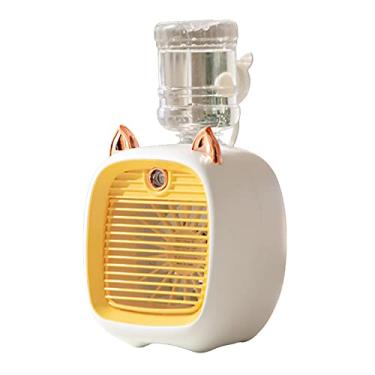 Imagem de Riloer Mini ventilador de ar, ar-condicionado portátil de 190 ml, mini ar condicionado evaporativo, ventilador portátil de 3 velocidades, ventilador de ar pessoal recarregável por USB, amarelo