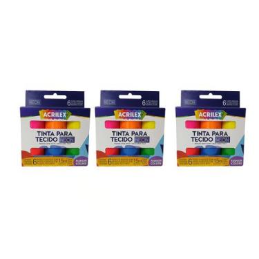 Imagem de Tinta P/ Tecido Art Teen Acrilex Kit C/3 Caixas Neon Tie Dye