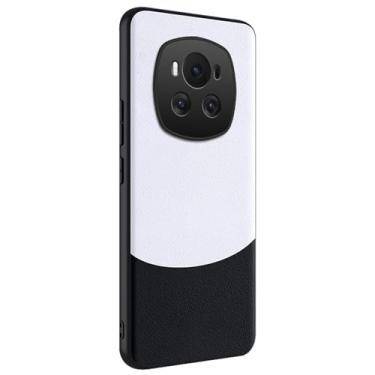 Imagem de HAO RIYLN Capa de couro para Honor Magic 6 Pro/6, capa de proteção de lente com tudo incluído, ultrafina, à prova de choque, capa de telefone minimalista, preta, 6