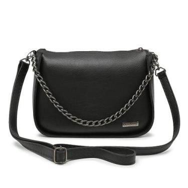 Imagem de Bolsa Média Crossbody Transversal Alça Ajustável Corrente Preto - Vega