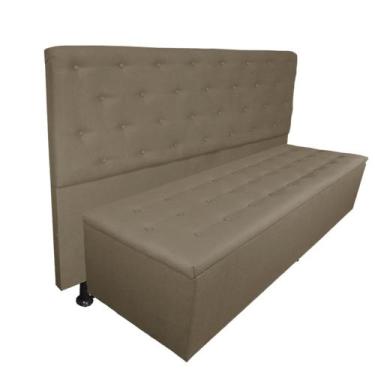 Imagem de Cabeceira mais Calçadeira Casal Super King Juliana 195cm Para Cama Box