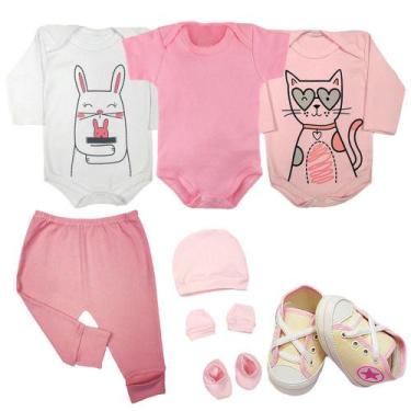 Imagem de Saída de Maternidade Enxoval Roupa Bebê Kit 8 Pçs Body Mijão - Koala B