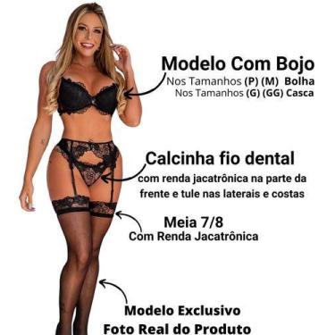 Imagem de Conjunto Lingerie Cinta-liga De Renda Completo Com Meia 7/8 de Present