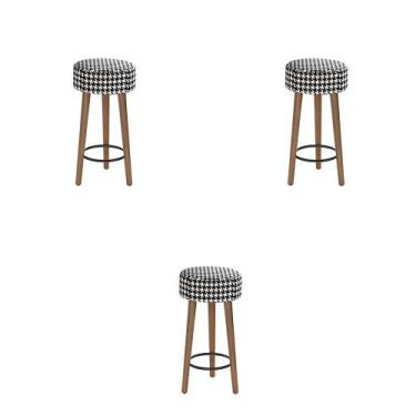 Imagem de Conjunto 3 Bancos Banqueta Paris Pés Palito Suede Cardan Salaone