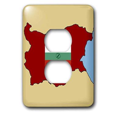 Imagem de 3dRose lsp_37580_6 O mapa e a bandeira da Bulgária impresso em inglês e búlgaro. Tampa de tomada de 2 tomadas