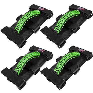 Imagem de 4 x Puxadores de Barra de Rolo para Jeep Wrangler YJ TJ JK JKU JL JLU Sport Sahara Freedom Rubicon Unlimited X Gladiator JT 1955-2022 UTV ATV Premium Bandeira dos EUA (Verde)