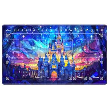 Imagem de EDGFRTOIO Playmat with Zones for Card Game Playing, Compatible with Lorcana TCG Cards Game Mats 24"x14" Commander Deck Gaming Duel Mat Card Gameplay Mats for Beginner, Magic Princess Castle