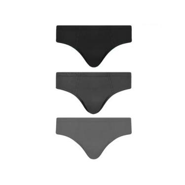 Imagem de Kit Cueca Selene Slip 3 Peças 11910 Preto/Mescla/Chumbo, EG, Preto, Me