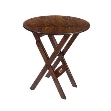 Imagem de Mesa Redonda 70cm Dobrável Em Madeira Maciça - Imbuia - Bege