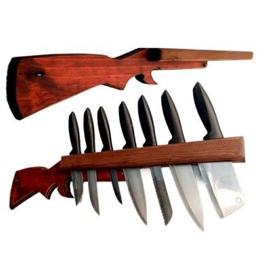 Imagem de Suporte de Facas de Parede em Madeira modelo Escopeta - Boss Arte em M