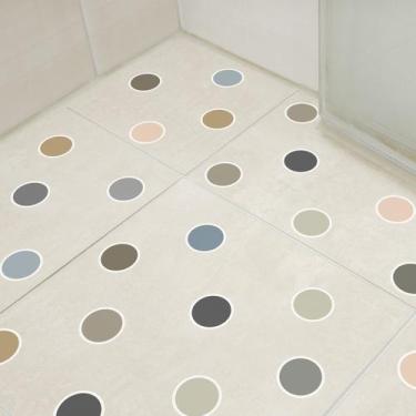 Imagem de Adesivo Piso Banheiro Antiderrapante Bolinhas Neutras 14un - Quartinho