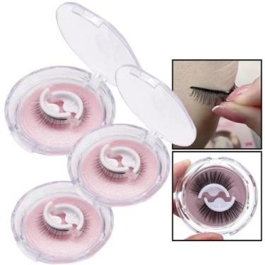 Imagem de Kit 3 Cílios Postiços Adesivo Volume Natural Reutilizáveis Artesanais 