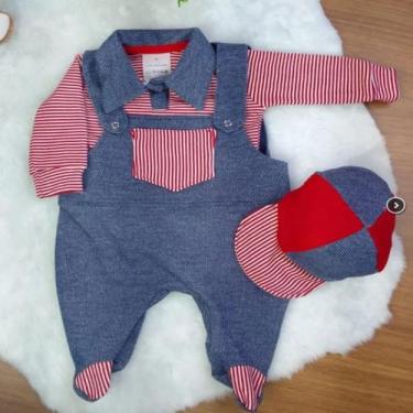 Imagem de Conjunto Body Manga Longa com Jardineira Chaves 03 Peças - Happy Baby,