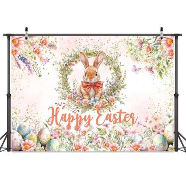 Imagem de 2,1 x 1,5 m, pano de fundo de coelho, primavera, jardim, planta, flor, coelho, ovos coloridos, borboleta, ouro, confetes, branco, floral, festa de aniversário, fotografia