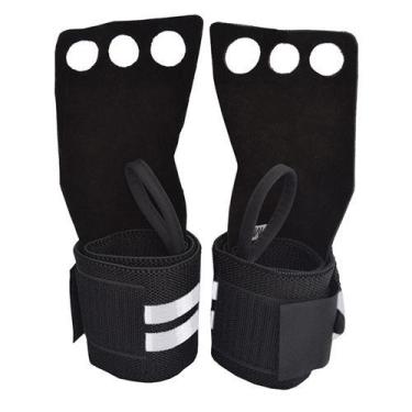 Imagem de Luva Cross 3 Furos Com Munhequeira Craw Fitness, M, Preto, Branco