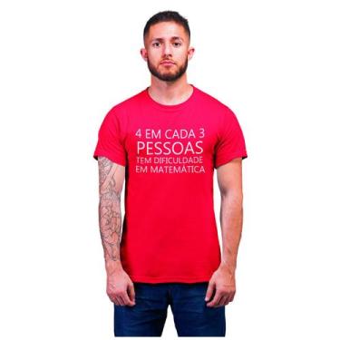 Imagem de Camiseta Masculina Dificuldade em Matemática Preta - Hipsters, P, Verm
