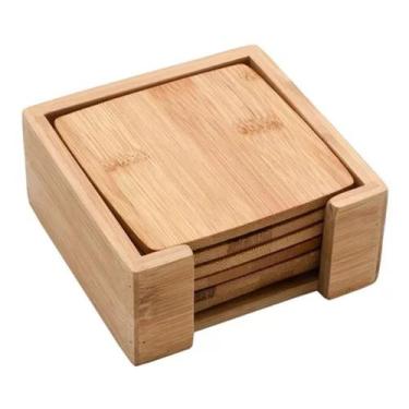 Imagem de Jogo de Porta Copos Quadrado de Bambu 6 Peças - OIKOS