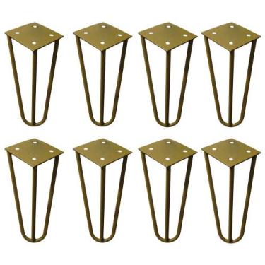 Imagem de Kit 8 Pés de Metal 15 CM Hairpin Legs Mesas de Centro Puffs Dourado G4