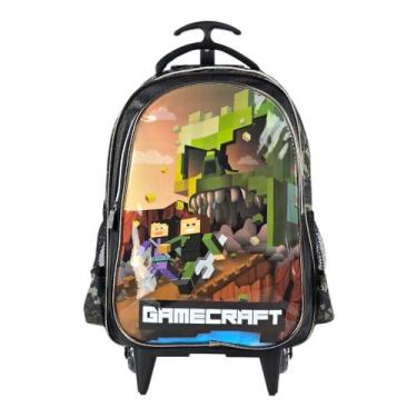 Imagem de Mochila Infantil Com Rodinhas Minecraft - Denlex, Zombie