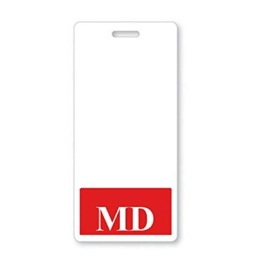Imagem de MD Badge Buddy - Heavy Duty Vertical Badge Buddies for Doctors of Medicine - Spill & Tear Proof Cards - 2 Sided USA Printed Quick Role Identifier ID Tag Backer by Specialist ID