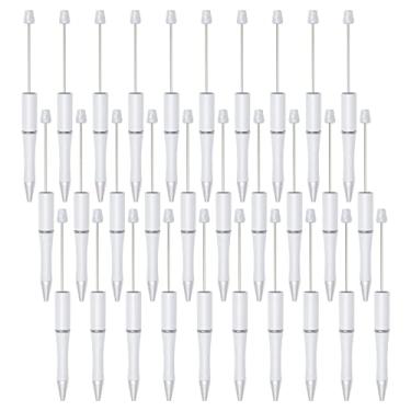 Imagem de jiebor 30 peças de canetas esferográficas brancas com contas de plástico, canetas esferográficas de tinta preta, canetas fofas e legais para crianças, meninas, estudantes, professores, noivas, formatura, escritório, material escolar