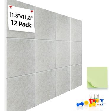 Imagem de Placa de cortiça URMMIY Large 120x90cm com pacote de 12 azulejos de parede de feltro