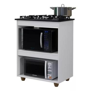 Imagem de Armário p/Cooktop 5 Bocas,Cozinha Moderna 2 Nichos para Forno, Turim, Branco