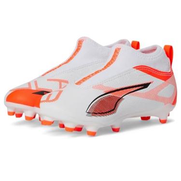 Imagem de PUMA Tênis infantil unissex Ultra 5 Match+ Laceless Firm Artificial Ground (criança pequena), Puma Branco/PUMA Preto/Vermelho Brilhante, 17