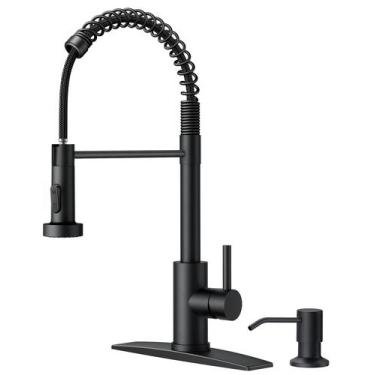 Imagem de Torneira de Cozinha FORIOUS Black com Dispensador de Sabão em Aço Inox