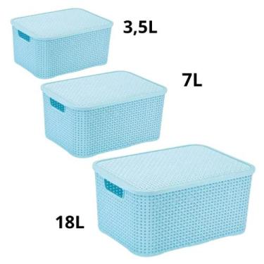 Imagem de Kit Caixa Organizadora 18L + 7L + 3,5L Azul - Monte Libano - Monte Líb