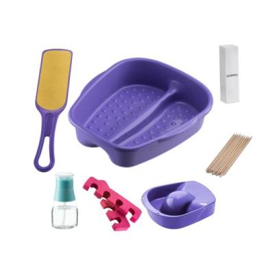 Imagem de Kit Manicure Pedicure Palito Tigela mão Bacia Pés Lixa Unha Separador 