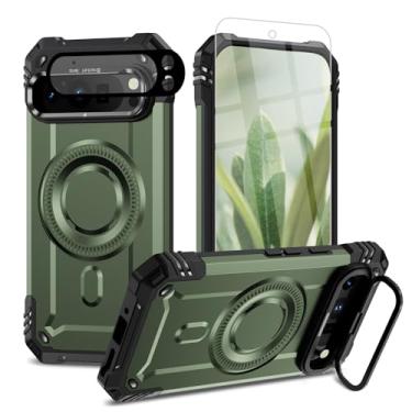 Imagem de Bonkier Capa para Google Pixel 9 Pro [compatível com Magsafe] [proteção contra quedas de grau militar de 15 pés] com protetor de tela e protetor de lente, capa resistente à prova de choque para Pixel