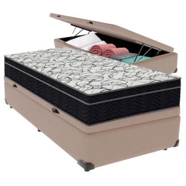Imagem de Cama Box Baú Solteiro Bege + Colchão Airtech D45 D45 Ortobom