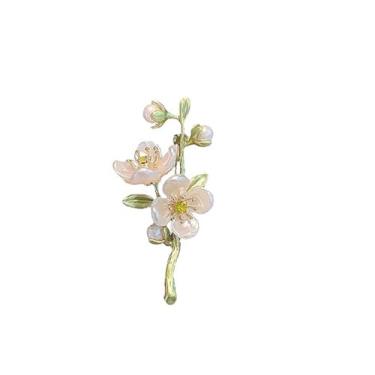 Imagem de Broche de flor de strass banhado a ouro 18 quilates flor floral broche elegante pérola lapela broche fantasia bijuteria dia de ação de graças presentes de aniversário casamento para mãe esposa, Liga