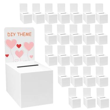 Imagem de QJELGYRUS 25 caixas de bilhetes de sorteio com cabeçalho removível, caixa de doação de votação de voto de sugestão de sorteio com slot para cartão de coleta de fundos