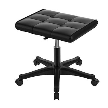 Imagem de alfd suoke Banqueta móvel para apoio para os pés, banco multiuso com rodas traváveis, cadeira de rodinhas embaixo da mesa para escritório em casa, banco de salão de spa de altura ajustável, descanso