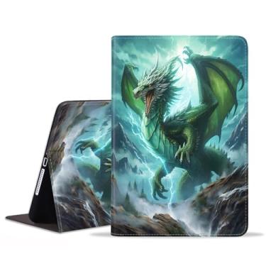 Imagem de BXIKEOPIU Capa para Samsung Galaxy Tab A9 Plus de 11 polegadas 2023 (modelo: SM-X210/X216/X218), capa fólio fina de couro PU com suporte para despertar automático, dragão verde