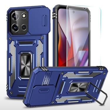 Imagem de SunStory Capa de celular para Motorola Moto G 5G 2025 com protetor de tela HD, capa de câmera deslizante e suporte, [grau militar] capa de telefone para Moto G 5G 2025, Z_Blue