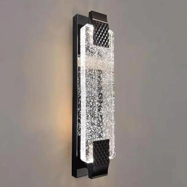 Imagem de Luminária de parede LED de luxo com cristais nórdicos de tira longa para sala de estar, corredor, sala de jantar, estudo, escadas (preto 10 x 80 cm)