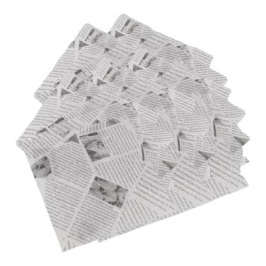 Imagem de Prova de Graxa, Prova de Alta Temperatura, Design Versátil 500 Folhas de Cesta de Alimentos Não Bastes Com Material Seguro, Limpeza Conveniente para (Impressão branca de jornal)