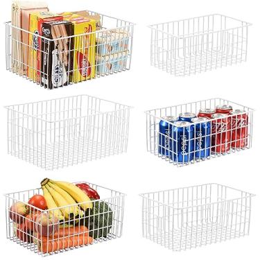 Imagem de Orgneas Caixas organizadoras de freezer, cestas verticais para freezer vertical, organizador de freezer de peito, recipientes de armazenamento para alimentos, lanches, legumes, frutas, conjunto de 6