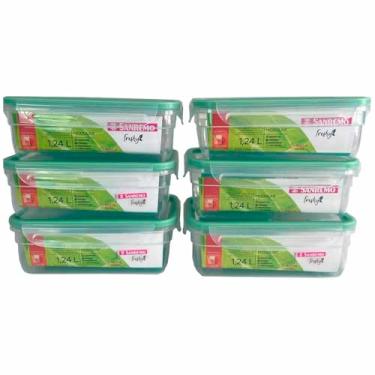 Imagem de Kit 6 Pote Plástico Com Trava Hermético 1,24l Freshy Sanremo