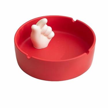 Imagem de Cinzeiro na mesa cinzeiros fumadores cerâmica cinzeiro circular cinzeiro de mesa criativo retro fumar moda para mesa de escritório em casa ornamentos (vermelho)