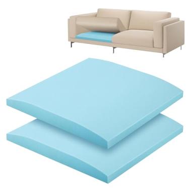 Imagem de moonoom Suporte de almofada de sofá de 56 x 56 cm, reparo de flacidez de almofada de sofá azul, substituição de espuma curvada de alta densidade para cadeira de sofá secional com flacidez de móveis (2