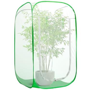 Imagem de 149,9 cm x 89,9 cm x 89 cm Capa de plantas de malha de jardim pop-up, protetores de plantas, caixa de malha para plantas, gaiola de rede de jardim, barraca de proteção contra pragas com bolsa de