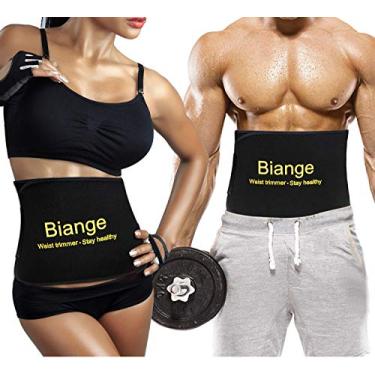 Imagem de Modelador de cintura Biange para mulheres e homens Cinta modeladora de cintura para emagrecimento, envoltório de estômago para perda de peso, cinto de neoprene ab com cintura baixa nas costas e suporte lombar, 1 * Black, M(38” x 8”)