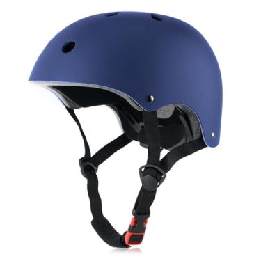 Imagem de OUWOR Capacete de skate juvenil para meninos e meninas, leve ajustável, multiesportivo para bicicleta, patinete (azul-marinho, médio)