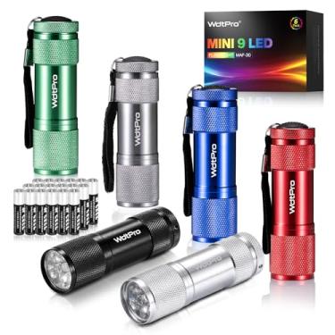 Imagem de Mini lanternas LED WdtPro, lanterna super brilhante com cordão, cores sortidas – Melhor lanterna Tac para crianças, leitura noturna, interrupções de energia, acampamento (pacote com 6), MAF-30, Silver, Blue, Gray, Black, Green, Red, mini flashlights